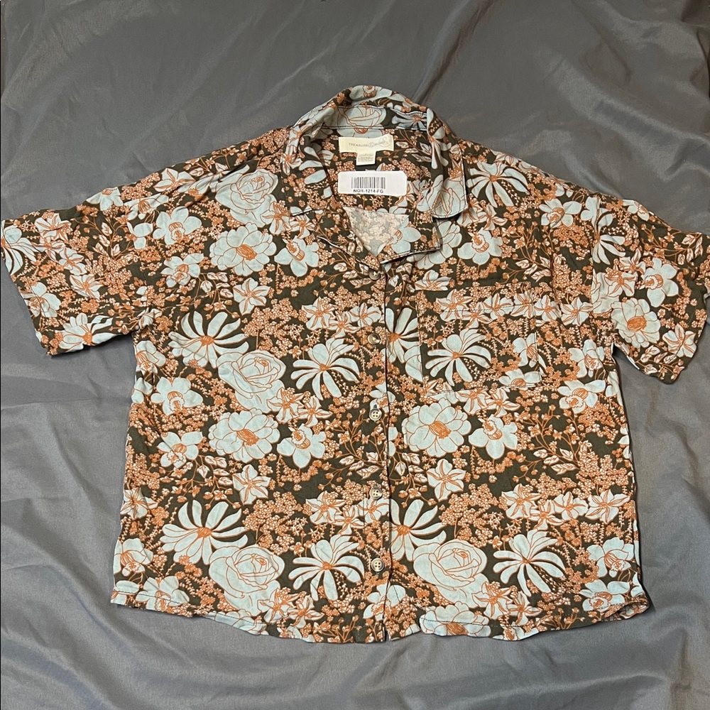 Treasure & Bond kids Floral camp Button-Down Shirt